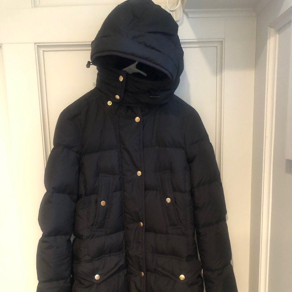 J Crew Womens Long Puffer Jacket - size XXS (black)